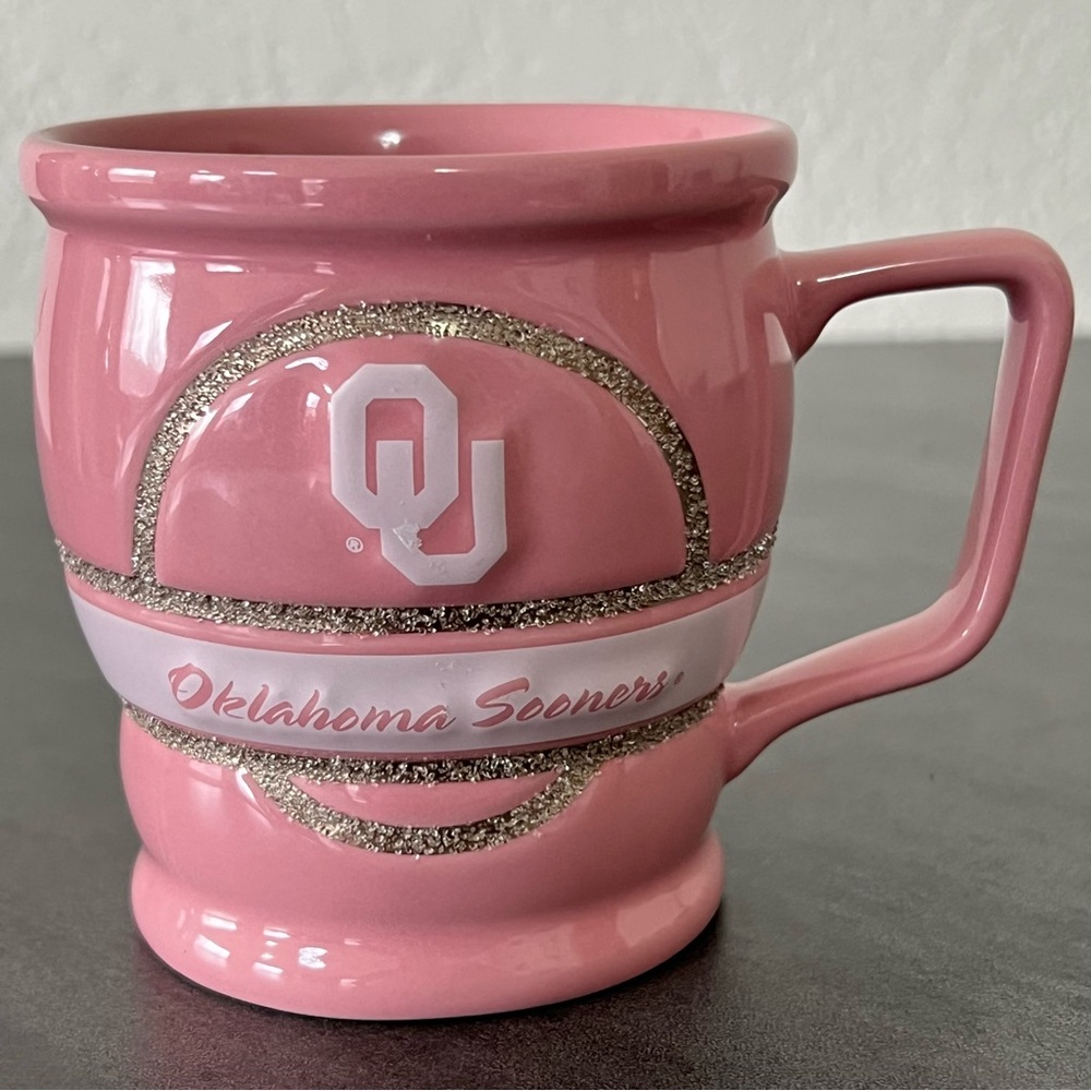 Oklahoma‎ University Sooners Pink Bling Glitter 12oz Coffee Cup Ceramic Mug OU